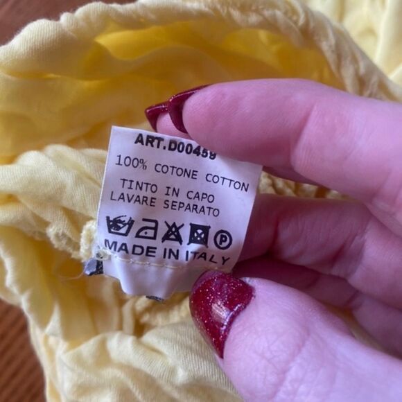 Doralice Women’s Strapless Top Size 2 – Made in Italy Yellow Tube Blouse Resort - Picture 6 of 6